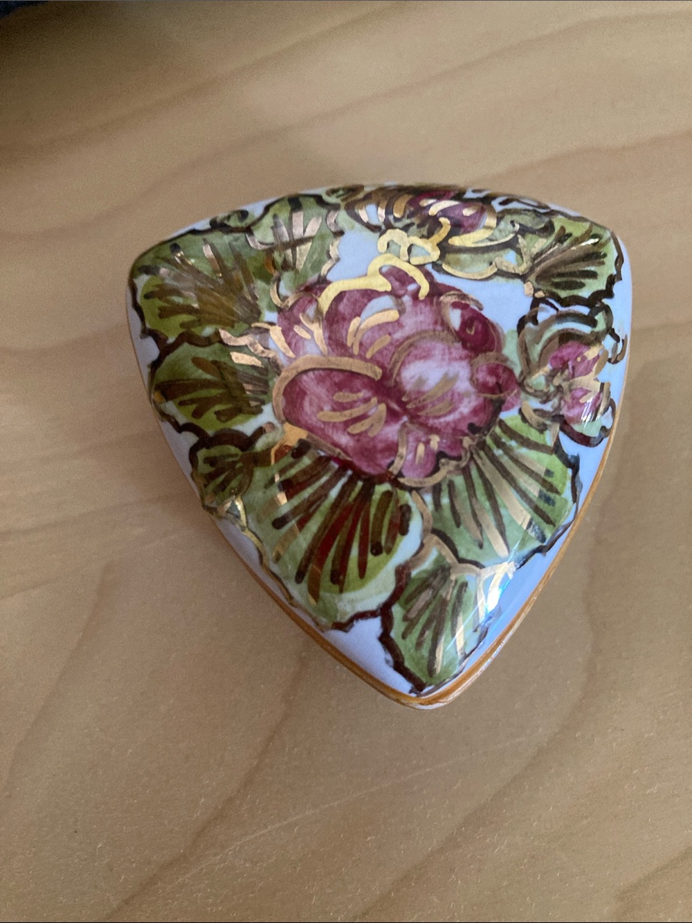 Decorative Floral Porcelain Trinket Box - Pink and Green